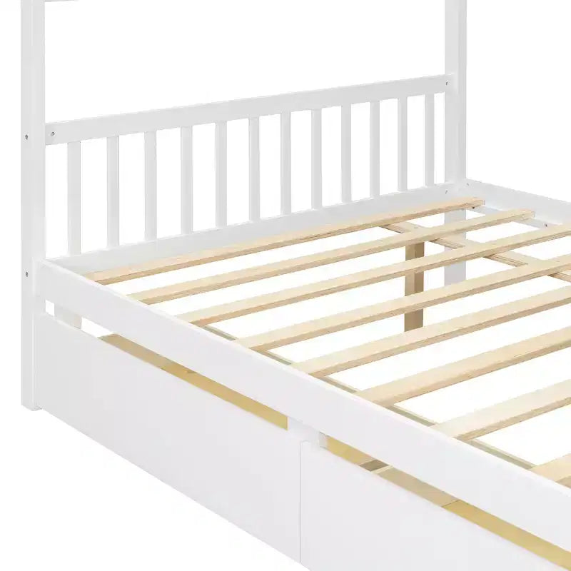 Luxystar Modern Full Size Wood House Bed with 2 Drawers and Headboards