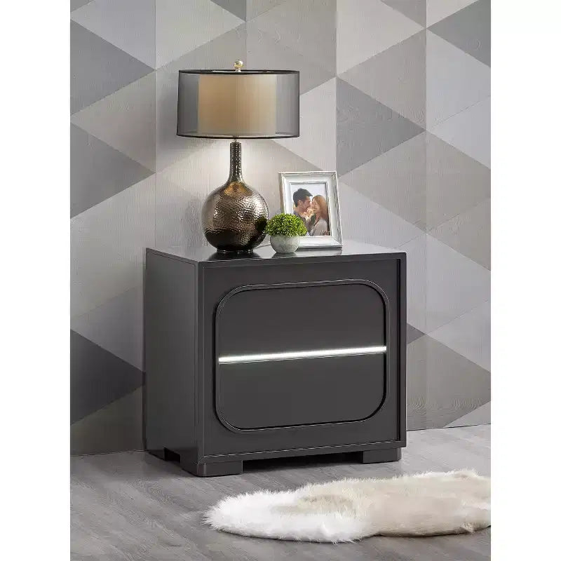 Passion Furniture Wave Wenge 2-Drawer 28 in. W Nightstand