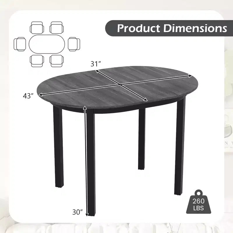 Costway 43 Wooden Dining Table w/Rubber Wood Legs for 2-4 People Load 260 LBS