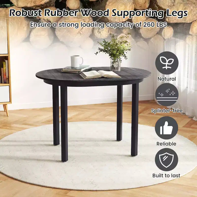 Costway 43 Wooden Dining Table w/Rubber Wood Legs for 2-4 People Load 260 LBS