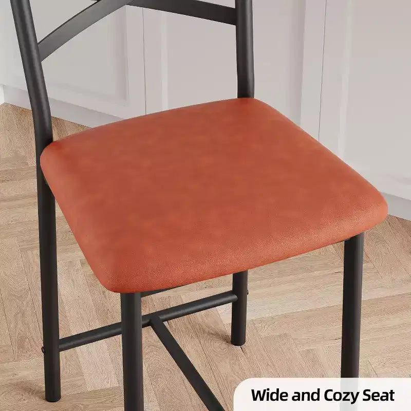 22.4 Bar Stools Set of 2,Counter Height Bar Stools with Back & PU Upholstered Seat,Metal Frame Kitchen Bar Chairs with Footrest for Kitchen Island