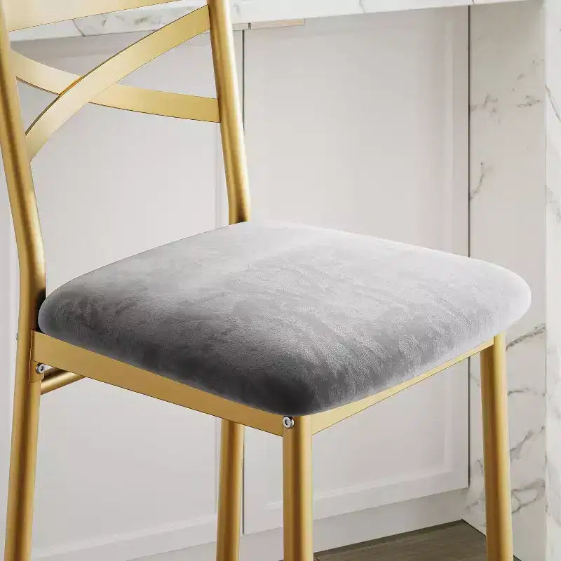 22.4 Bar Stools Set of 2,Counter Height Bar Stools with Back & PU Upholstered Seat,Metal Frame Kitchen Bar Chairs with Footrest for Kitchen Island