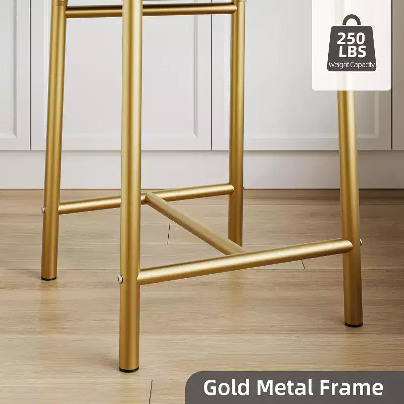 22.4 Bar Stools Set of 2,Counter Height Bar Stools with Back & PU Upholstered Seat,Metal Frame Kitchen Bar Chairs with Footrest for Kitchen Island