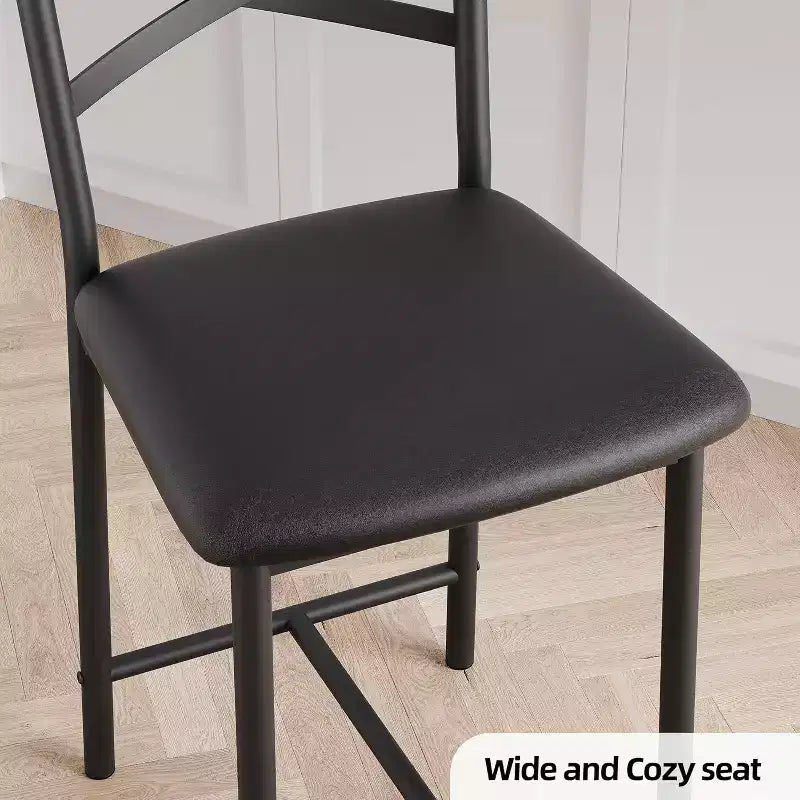 22.4 Bar Stools Set of 2,Counter Height Bar Stools with Back & PU Upholstered Seat,Metal Frame Kitchen Bar Chairs with Footrest for Kitchen Island