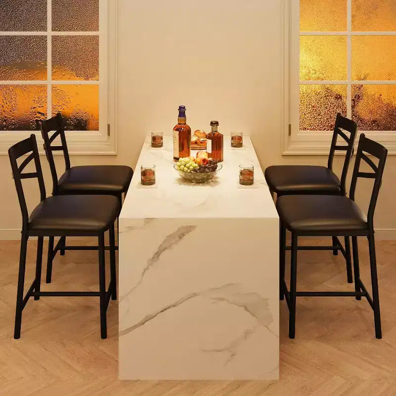 22.4 Bar Stools Set of 2,Counter Height Bar Stools with Back & PU Upholstered Seat,Metal Frame Kitchen Bar Chairs with Footrest for Kitchen Island