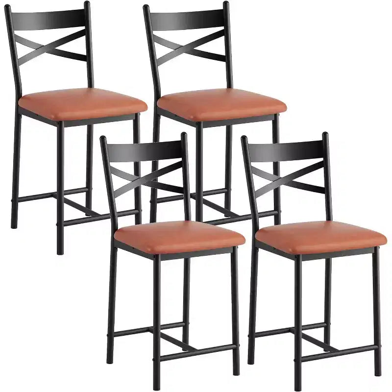 22.4 Bar Stools Set of 2,Counter Height Bar Stools with Back & PU Upholstered Seat,Metal Frame Kitchen Bar Chairs with Footrest for Kitchen Island
