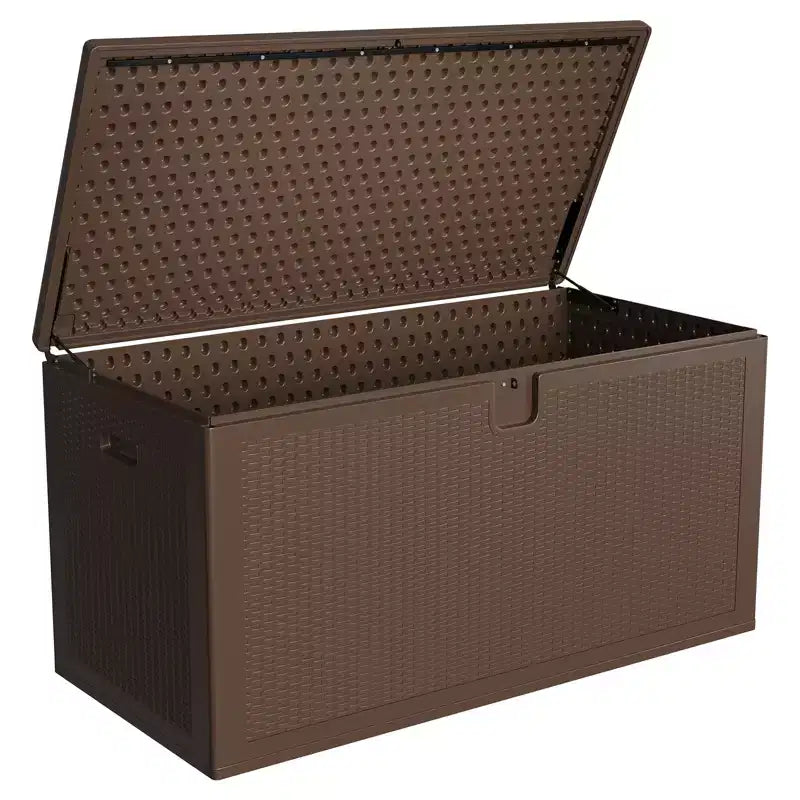 150 Gallon Large Resin Deck Box - Waterproof & Weatherproof Outdoor Storage Container - Lockable Lid, Heavy Duty