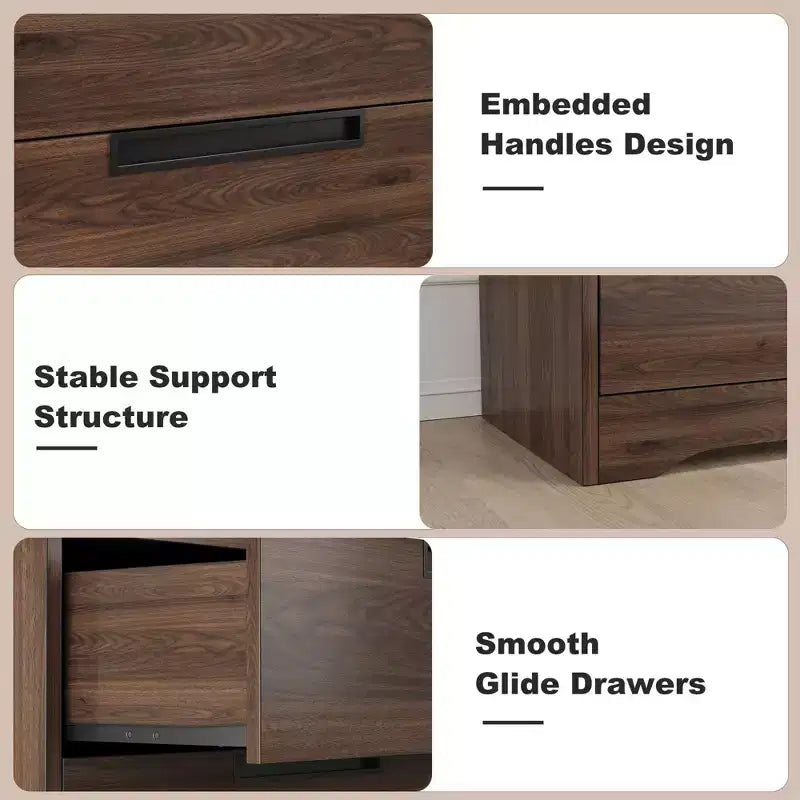 4 Drawer Dresser for Bedroom, Drawers with Built-in Handles Design, Wooden Dresser Organizer for Living Room, Nursery, Hallway and Entryway