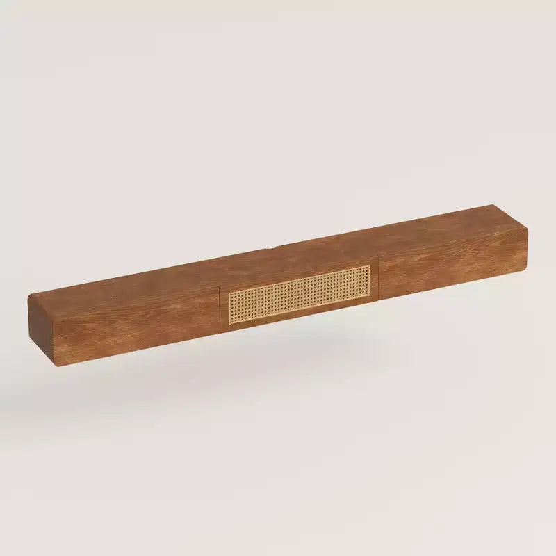 Luck Live Mid-Century Modern 78.74 Inch Floating TV Stand Wall Mounted Media Console with Rattan Door and Drawer