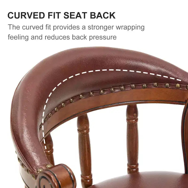 Cow Top Leather Wooden Bar Stools, 360 Degree Swivel Bar Chair with Backs