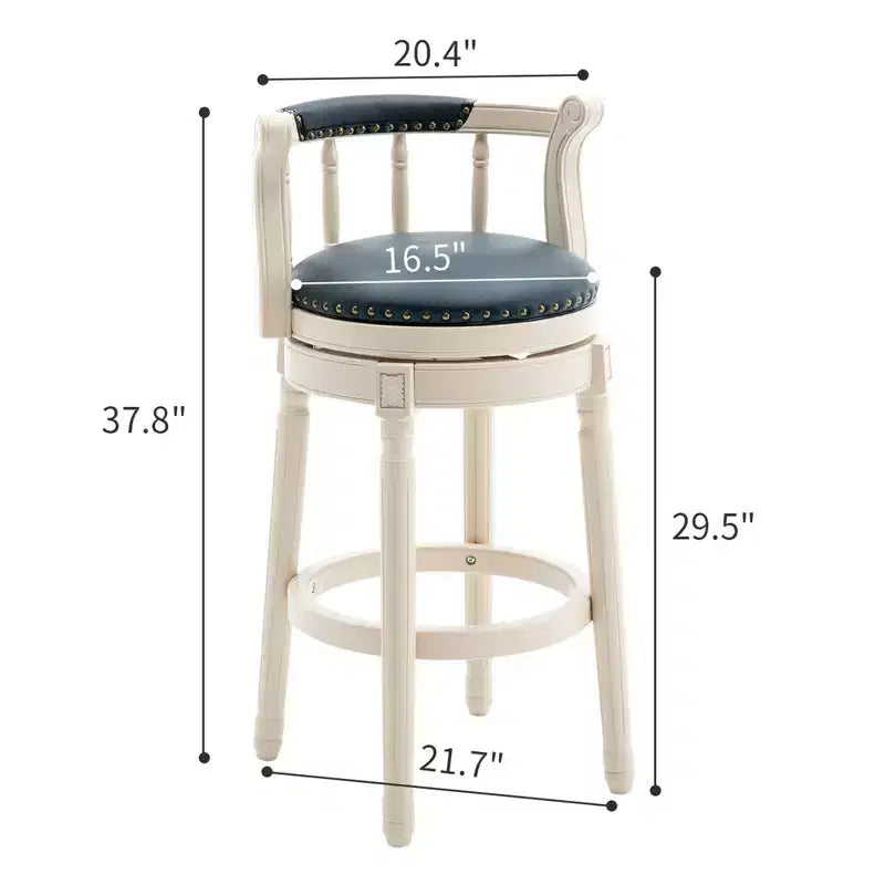 Solid Wood 360 Degree Swivel Bar Stools Seat Height 29.5 Leather Wooden Bar Stools