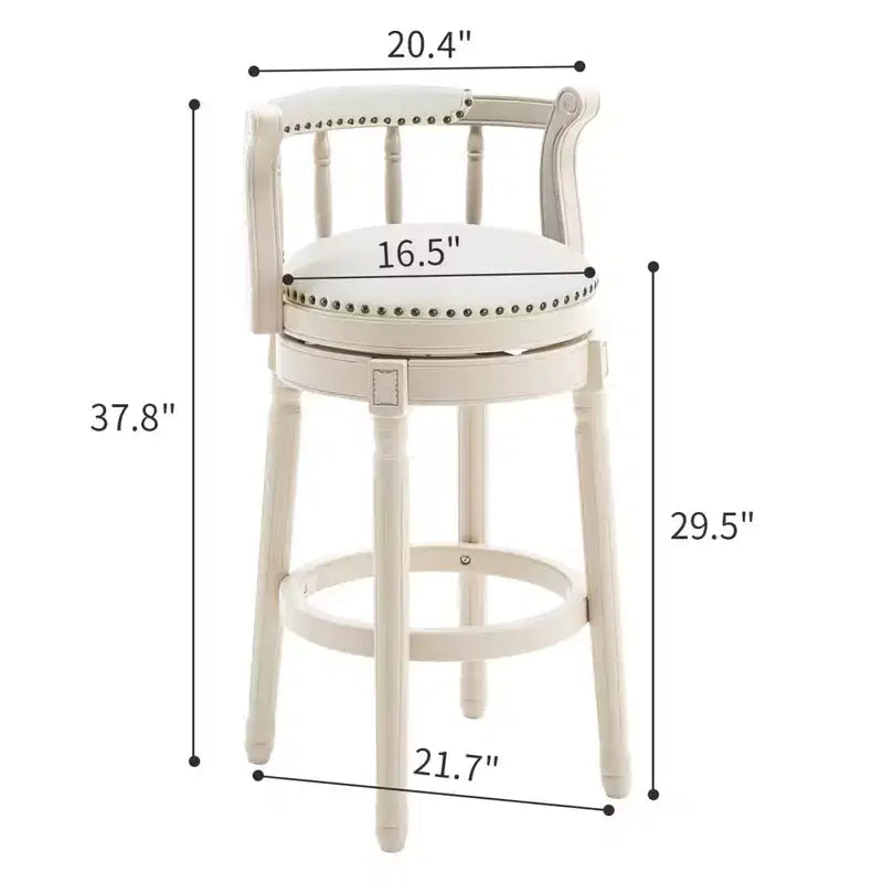 Solid Wood 360 Degree Swivel Bar Stools Seat Height 29.5 Leather Wooden Bar Stools