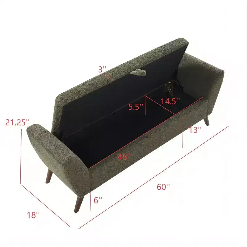GDFStudio Rupert Modern 60 Inch Upholstered Storage Bench with Hidden Compartment