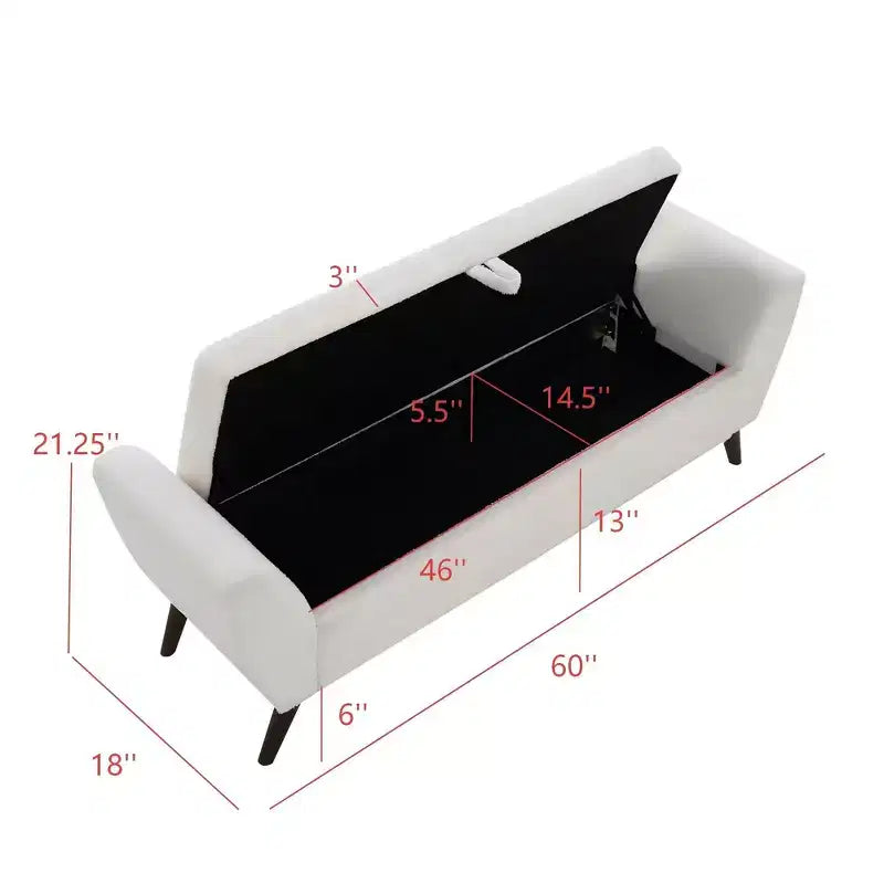 GDFStudio Rupert Modern 60 Inch Upholstered Storage Bench with Hidden Compartment
