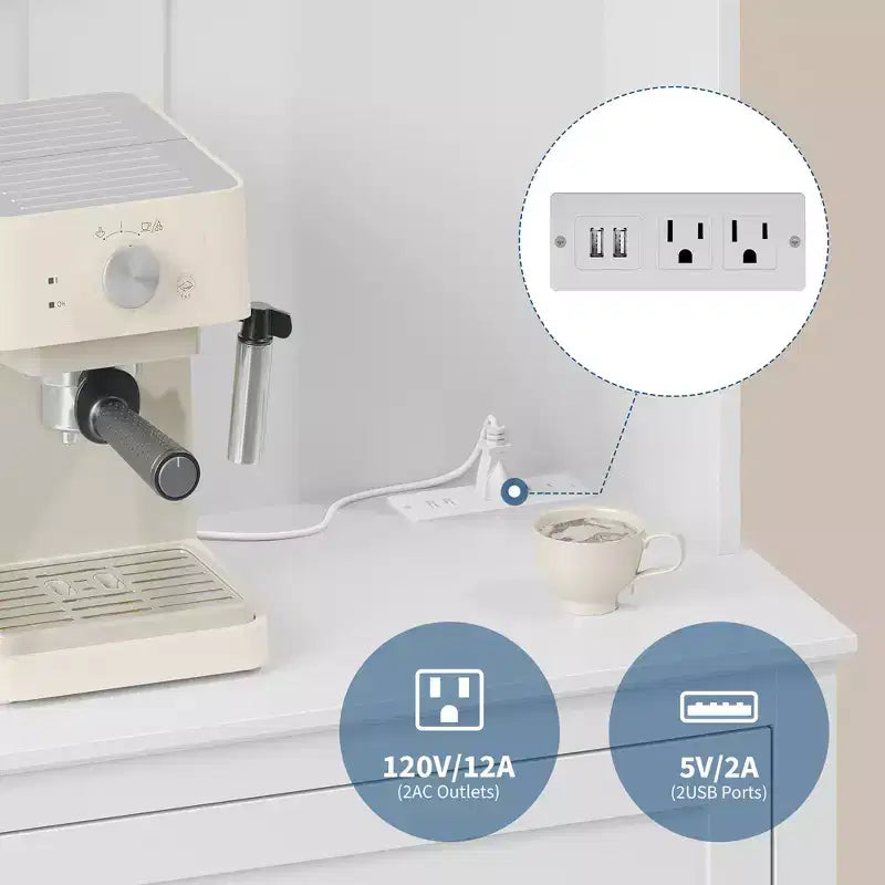 COZONY 63 Kitchen Pantry Cabinet with Hooks, Drawer & Adjustable Shelves Coffee Bar Storage Cabinet for Dining Room Living Room