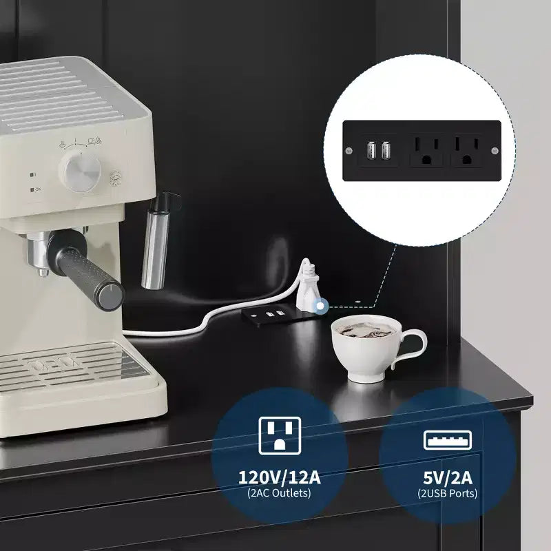 COZONY 63 Kitchen Pantry Cabinet with Hooks, Drawer & Adjustable Shelves Coffee Bar Storage Cabinet for Dining Room Living Room