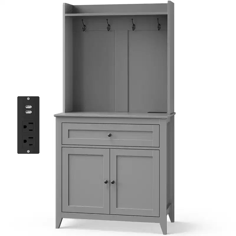 COZONY 63 Kitchen Pantry Cabinet with Hooks, Drawer & Adjustable Shelves Coffee Bar Storage Cabinet for Dining Room Living Room