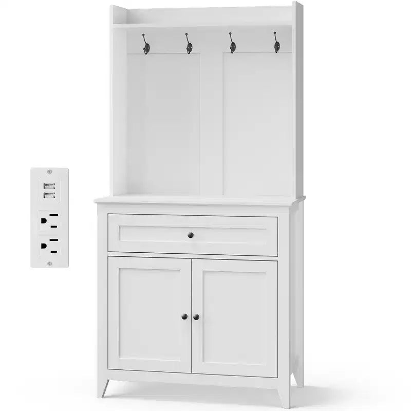 COZONY 63 Kitchen Pantry Cabinet with Hooks, Drawer & Adjustable Shelves Coffee Bar Storage Cabinet for Dining Room Living Room