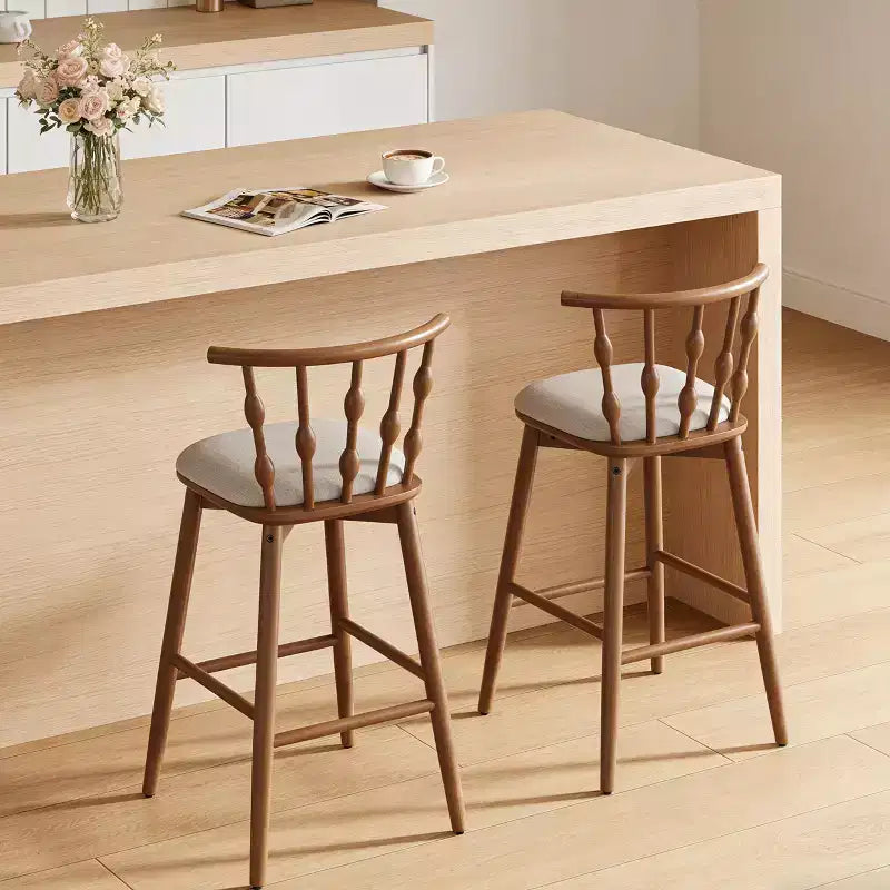 ModernLuxe Set of 2/4 Barstools, Mid-Century Spindle Back Counter Stools with Upholstered Seat, Modern Kitchen Island Stools