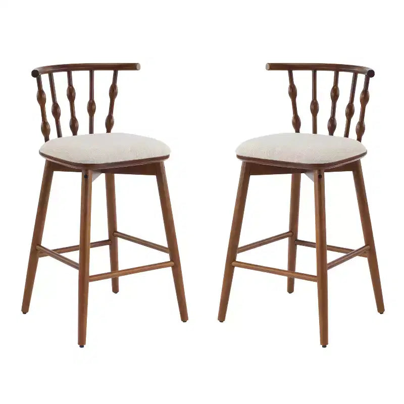 ModernLuxe Set of 2/4 Barstools, Mid-Century Spindle Back Counter Stools with Upholstered Seat, Modern Kitchen Island Stools