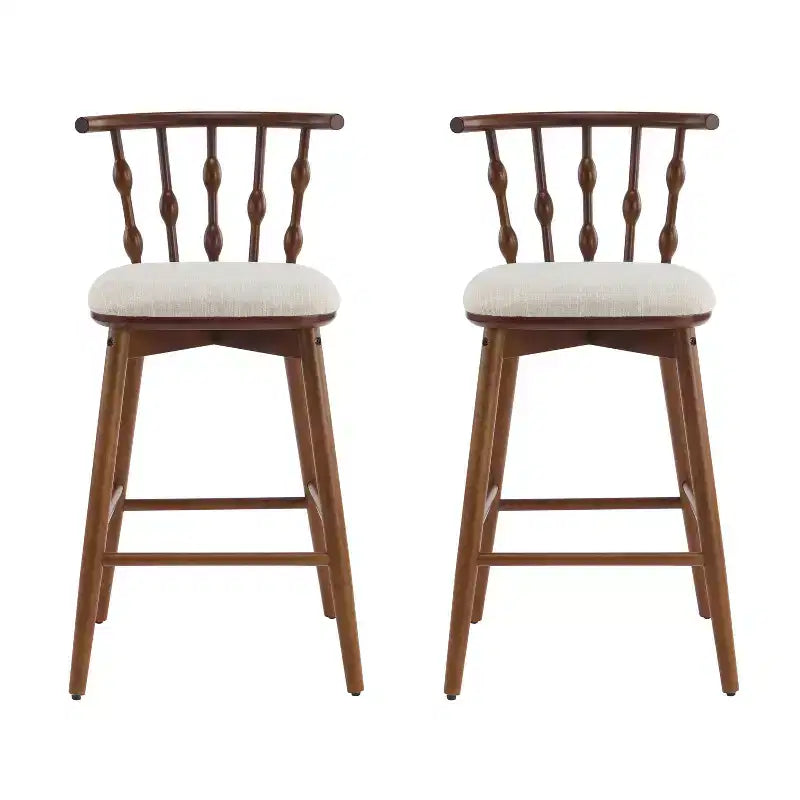 ModernLuxe Set of 2/4 Barstools, Mid-Century Spindle Back Counter Stools with Upholstered Seat, Modern Kitchen Island Stools