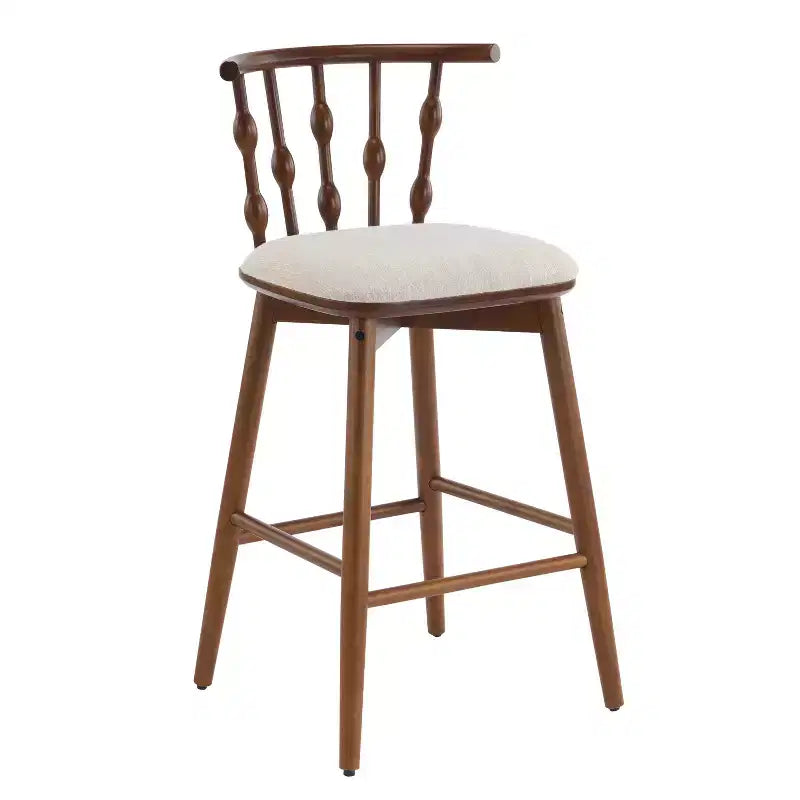 ModernLuxe Set of 2/4 Barstools, Mid-Century Spindle Back Counter Stools with Upholstered Seat, Modern Kitchen Island Stools