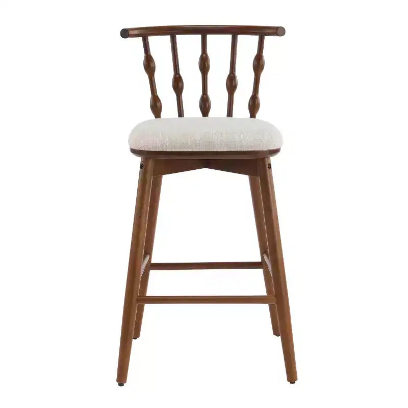 ModernLuxe Set of 2/4 Barstools, Mid-Century Spindle Back Counter Stools with Upholstered Seat, Modern Kitchen Island Stools