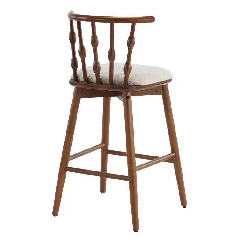 ModernLuxe Set of 2/4 Barstools, Mid-Century Spindle Back Counter Stools with Upholstered Seat, Modern Kitchen Island Stools