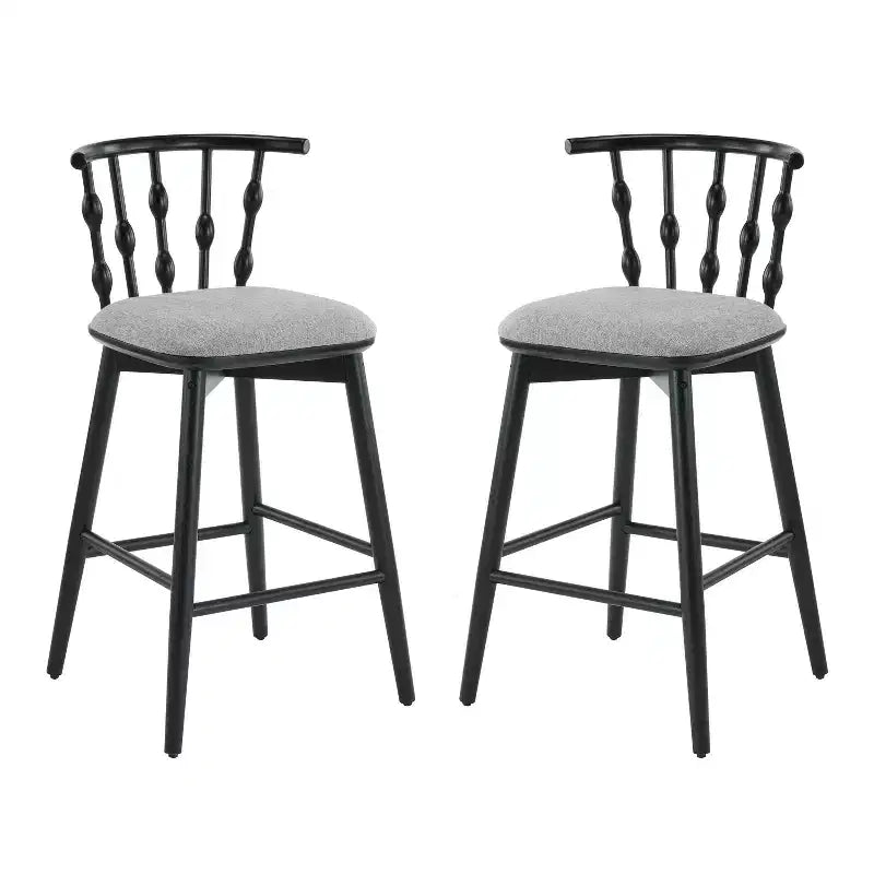 ModernLuxe Set of 2/4 Barstools, Mid-Century Spindle Back Counter Stools with Upholstered Seat, Modern Kitchen Island Stools