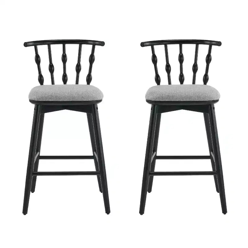 ModernLuxe Set of 2/4 Barstools, Mid-Century Spindle Back Counter Stools with Upholstered Seat, Modern Kitchen Island Stools