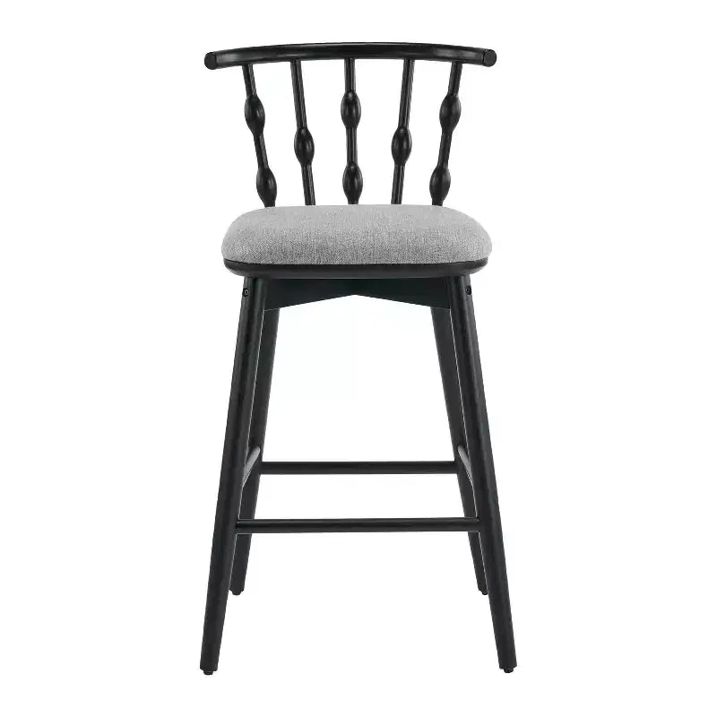 ModernLuxe Set of 2/4 Barstools, Mid-Century Spindle Back Counter Stools with Upholstered Seat, Modern Kitchen Island Stools