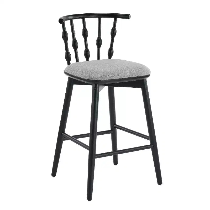 ModernLuxe Set of 2/4 Barstools, Mid-Century Spindle Back Counter Stools with Upholstered Seat, Modern Kitchen Island Stools