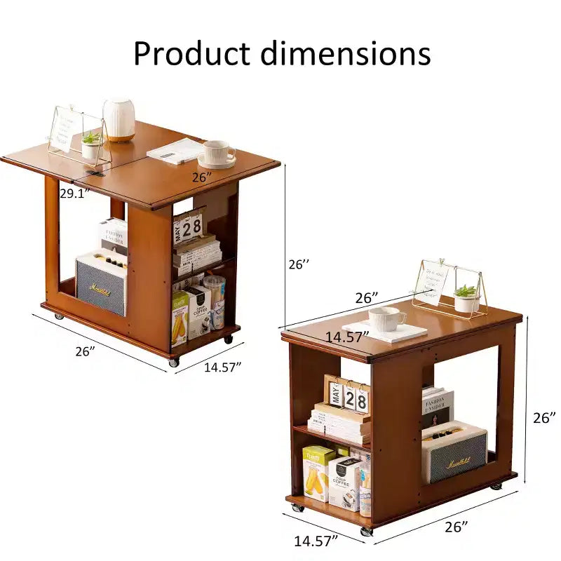 GDFStudio Alarice Bamboo Folding Desk with Movable Storage