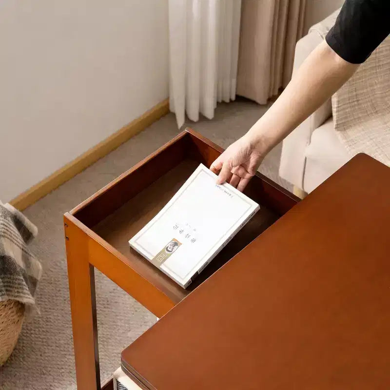 GDFStudio Alarice Bamboo Folding Desk with Movable Storage