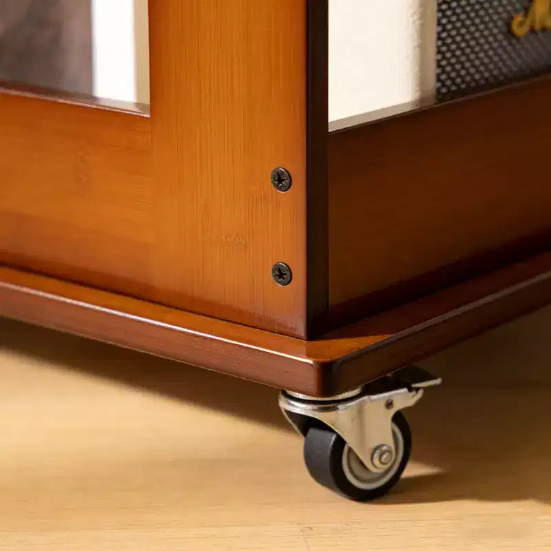 GDFStudio Alarice Bamboo Folding Desk with Movable Storage