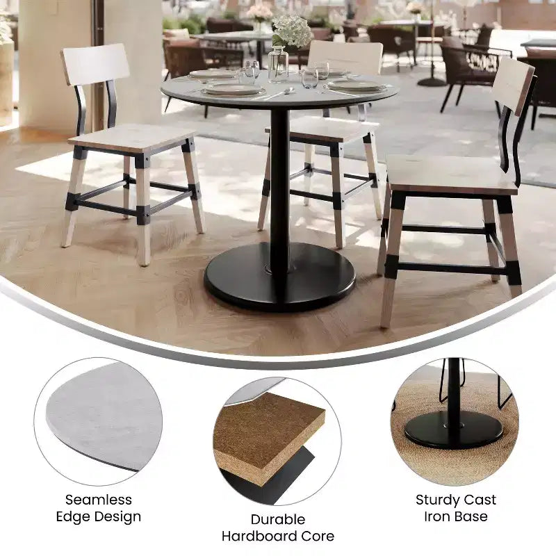 Flash Furniture Acadia Tabletop with TopGuard HPL Technology and Table Height Base