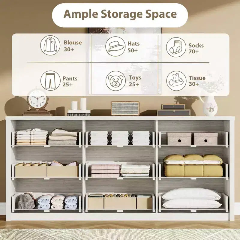COZONY 9 Drawer Dresser, Wide Wooden Storage Chest with Modern Minimalist Design for Bedroom, Living Room, Hallway