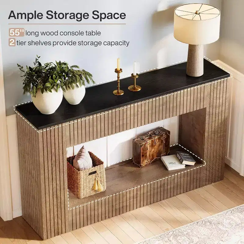 Lantine Modern Console Table, 55-Inch Wood Entryway Table with Storage, Narrow Long Sofa Table Behind Couch Table for Living Room, Foyer, Hallway