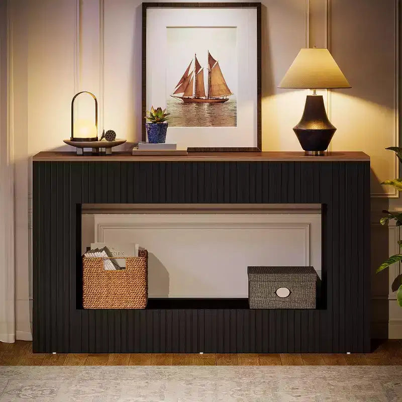 Lantine Modern Console Table, 55-Inch Wood Entryway Table with Storage, Narrow Long Sofa Table Behind Couch Table for Living Room, Foyer, Hallway