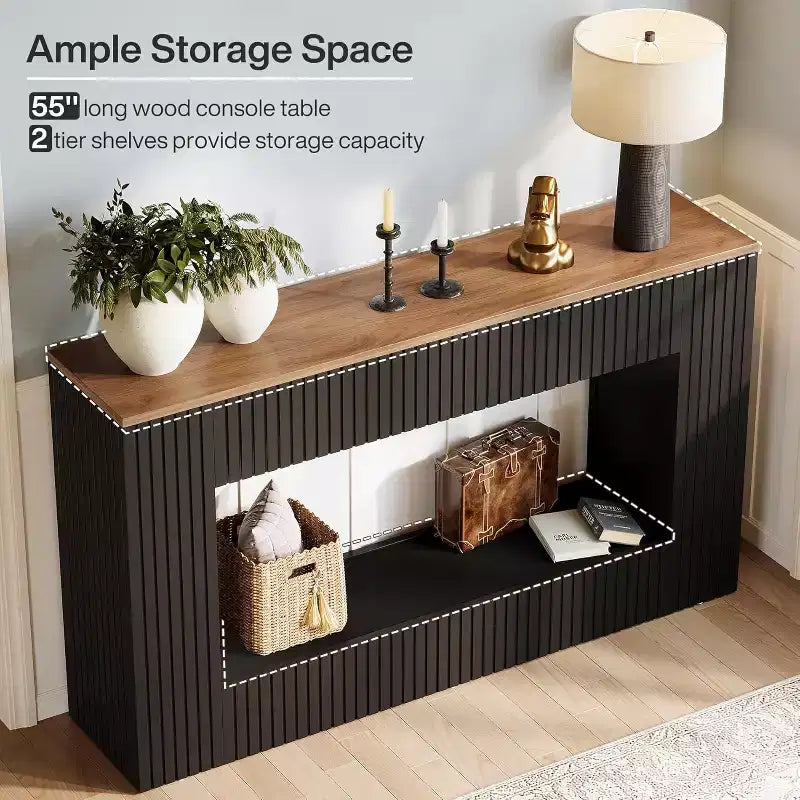 Lantine Modern Console Table, 55-Inch Wood Entryway Table with Storage, Narrow Long Sofa Table Behind Couch Table for Living Room, Foyer, Hallway