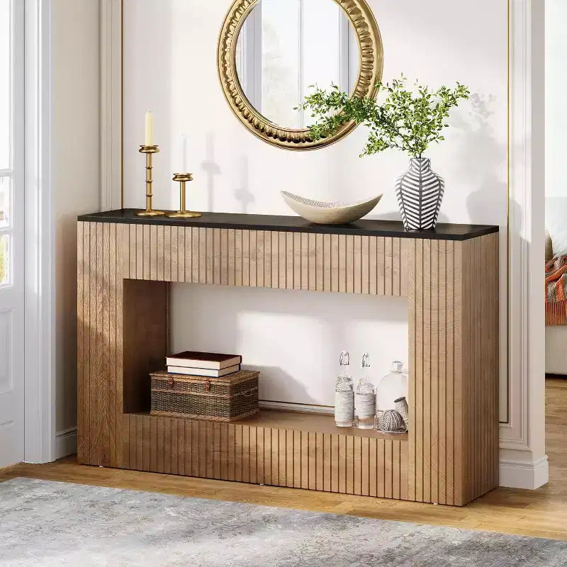 Lantine Modern Console Table, 55-Inch Wood Entryway Table with Storage, Narrow Long Sofa Table Behind Couch Table for Living Room, Foyer, Hallway