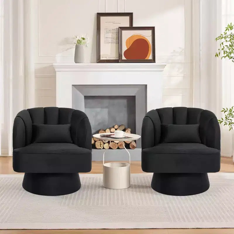 GustoWave Swivel Accent Chair with Armrests, 360 Mid-Century Velvet Barrel Chair, Modern Armchair for Living Room