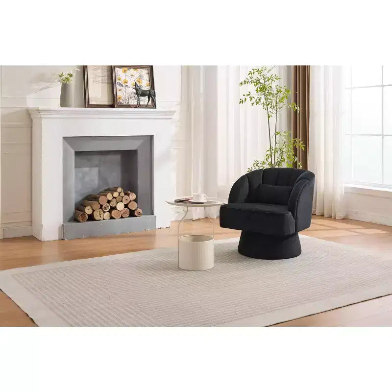 GustoWave Swivel Accent Chair with Armrests, 360 Mid-Century Velvet Barrel Chair, Modern Armchair for Living Room
