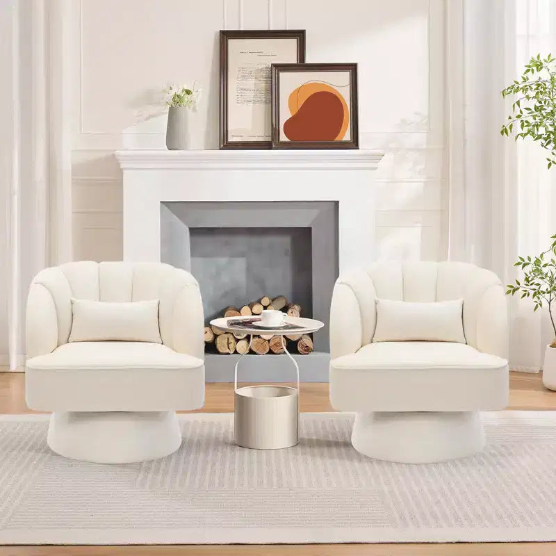 GustoWave Swivel Accent Chair with Armrests, 360 Mid-Century Velvet Barrel Chair, Modern Armchair for Living Room