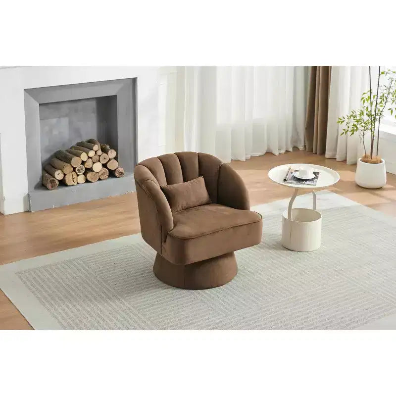 GustoWave Swivel Accent Chair with Armrests, 360 Mid-Century Velvet Barrel Chair, Modern Armchair for Living Room