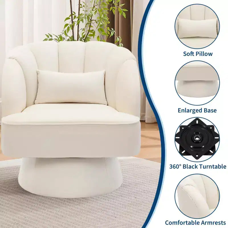GustoWave Swivel Accent Chair with Armrests, 360 Mid-Century Velvet Barrel Chair, Modern Armchair for Living Room