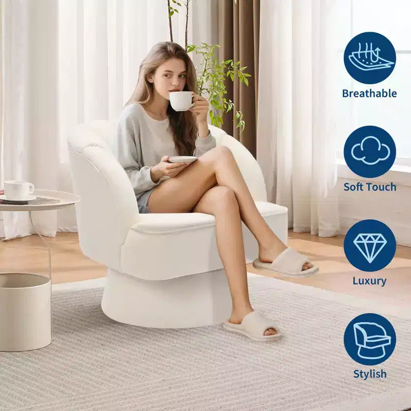 GustoWave Swivel Accent Chair with Armrests, 360 Mid-Century Velvet Barrel Chair, Modern Armchair for Living Room