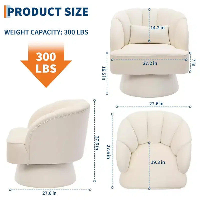 GustoWave Swivel Accent Chair with Armrests, 360 Mid-Century Velvet Barrel Chair, Modern Armchair for Living Room