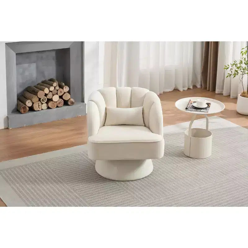 GustoWave Swivel Accent Chair with Armrests, 360 Mid-Century Velvet Barrel Chair, Modern Armchair for Living Room