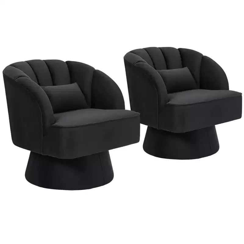 GustoWave Swivel Accent Chair with Armrests, 360 Mid-Century Velvet Barrel Chair, Modern Armchair for Living Room